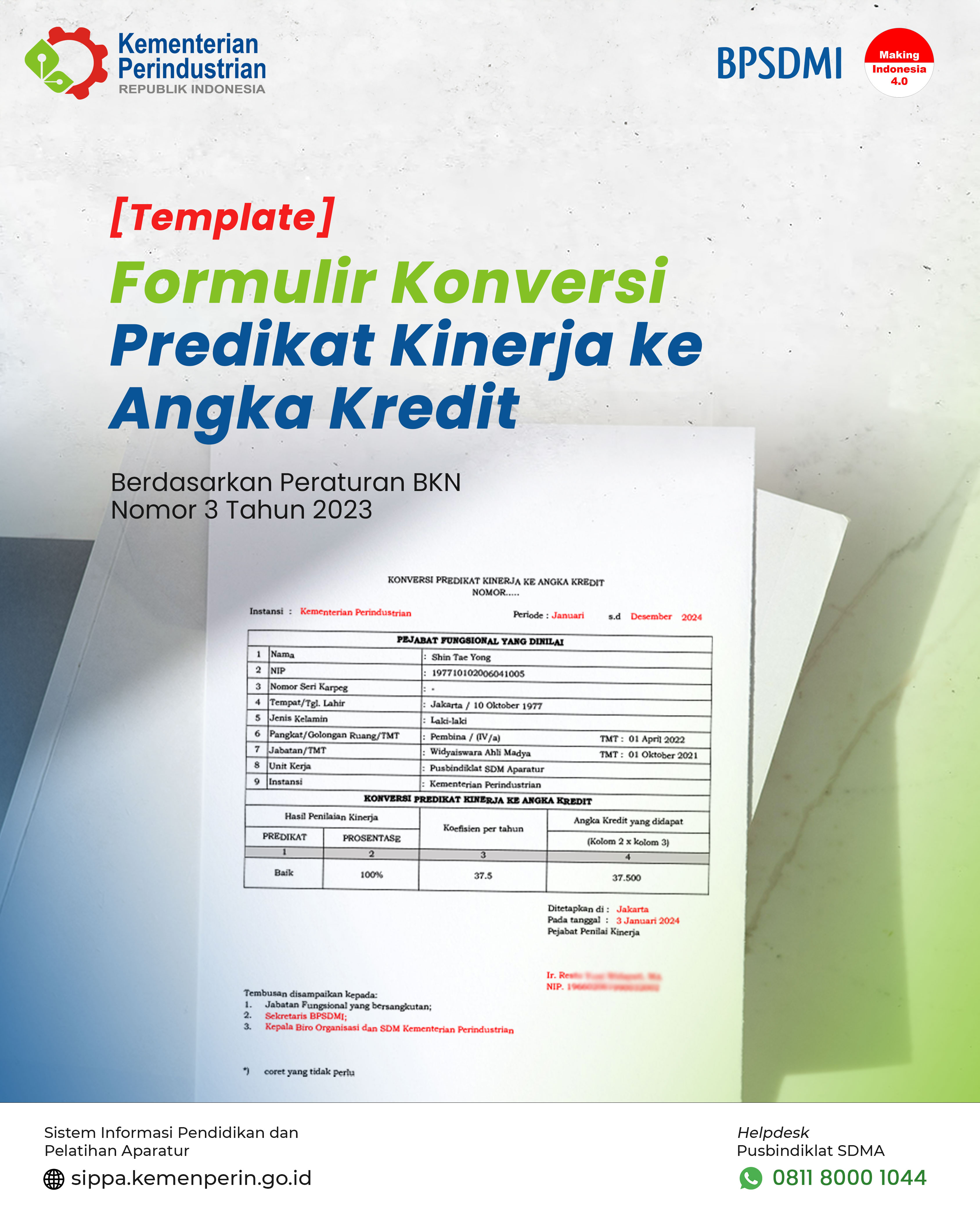 [Template] Formulir Konversi Predikat Kinerja ke Angka Kredit