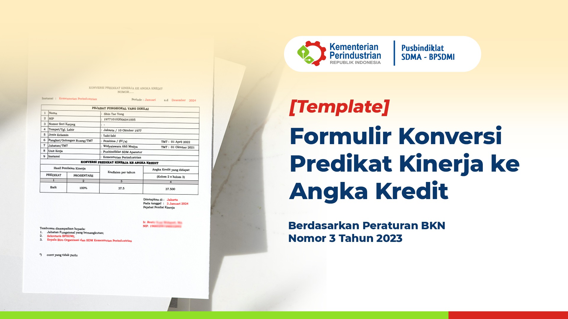 [Template] Formulir Konversi Predikat Kinerja ke Angka Kredit