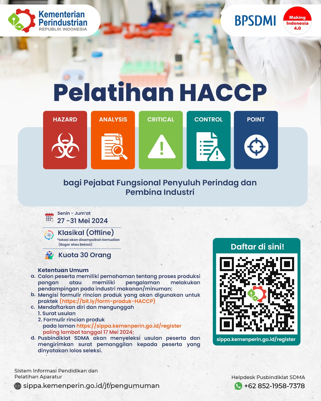 Pelatihan Hazard Analysis and Critical Control Point (HACCP)