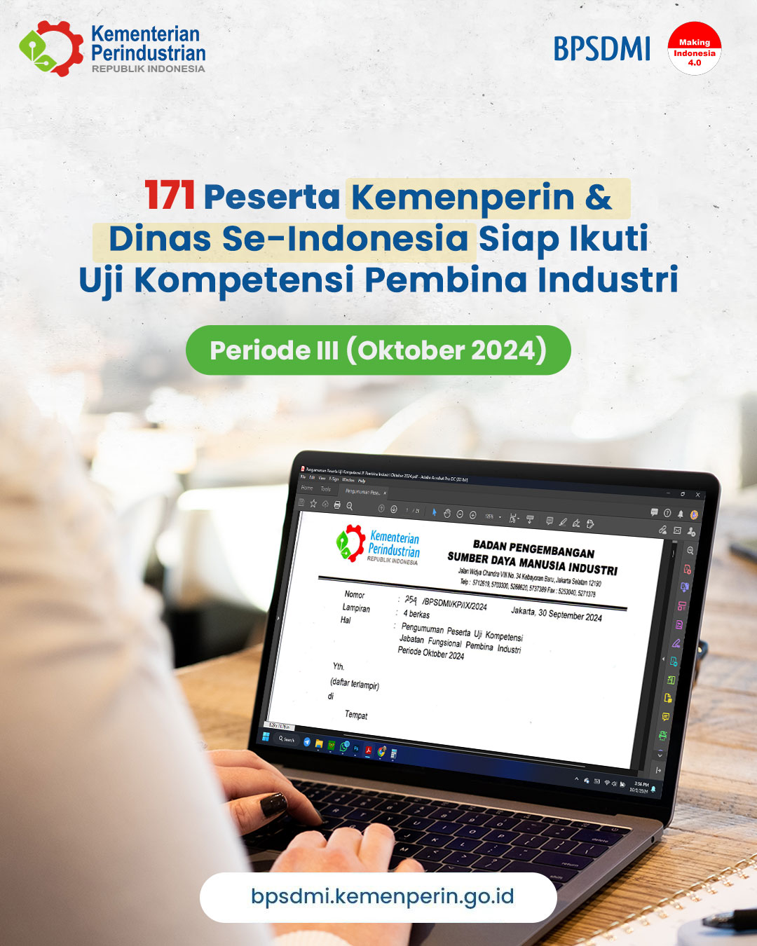 171 Peserta Kemenperin & Dinas Se-Indonesia Siap Ikuti Uji Kompetensi Pembina Industri